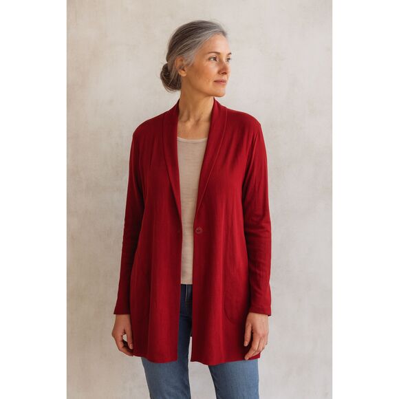 FLAX Red Long Sleeve Soft Comfortable Cardigan Duster  Women's Size Medium - Picture 1 of 9